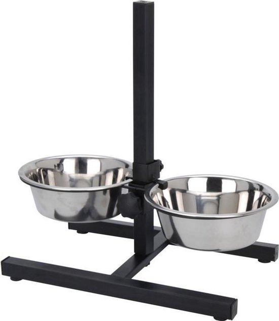 Animalking RVS Hondenvoerbak 25 CM - Verhoogde Voerbak Hond met Standaard Dubbel Verstelbaar - Dog Bowl