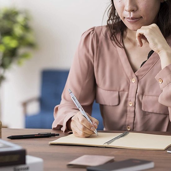 rOtring 300 Multipen 3-en-1 | stylo à bille et portemine | Pointe de crayon de 0 | Pointes de stylo bille à encre noire et rouge | Boîtier noir