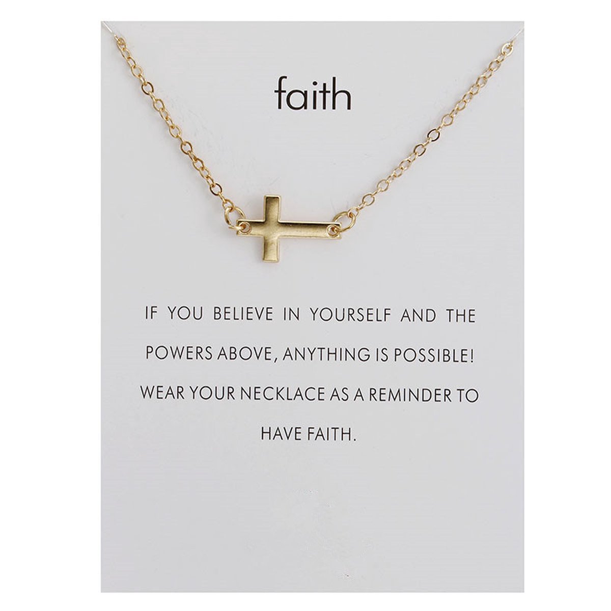 Bixorp Luck Gouden Dames Ketting met Kruis - "Faith" - 45/50cm - Cadeau voor Vrouw - Goudkleurig