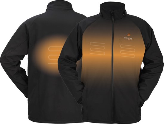 Verwarmde Jas | Magnetar Heat | Verwarmd Soft Shell Jacket | Zwart | Waterdicht | Maat L | incl. Powerbank en Oplader Kabel