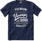 Vintage Legend Sinds 2000 - verjaardag en feest cadeau - Kado tip - T-Shirt - Unisex - Navy Blue - Maat 4XL