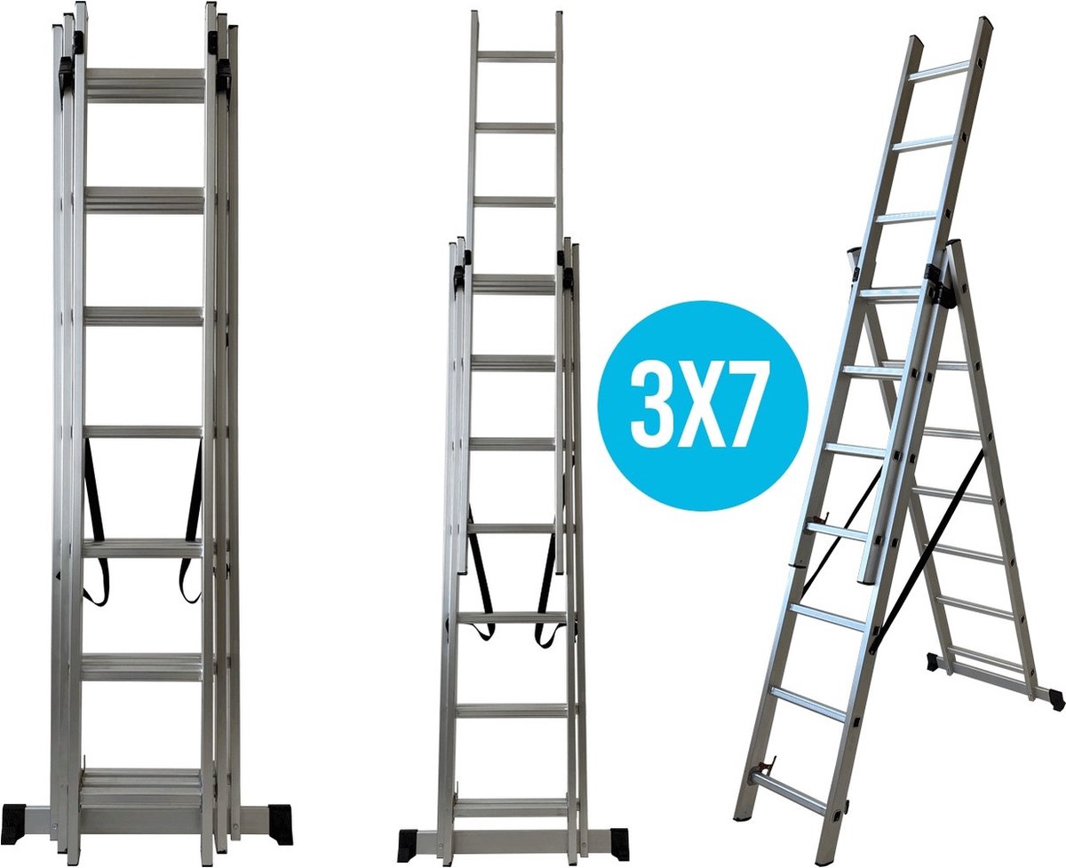 Eurostairs Home reform ladder driedelig recht 3x7 sporten