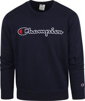 Champion - Sweater Script Donkerblauw Logo - Heren - Maat L - Comfort-fit