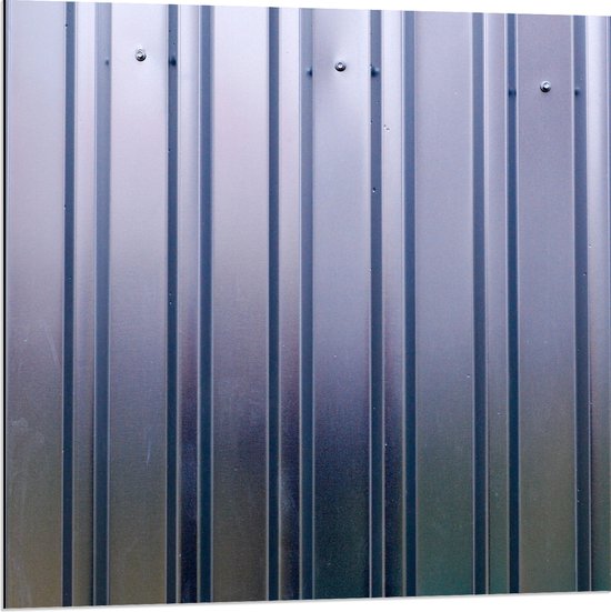 Dibond - Verticale Strepen op Metaal - 80x80 cm Foto op Aluminium (Wanddecoratie van metaal)