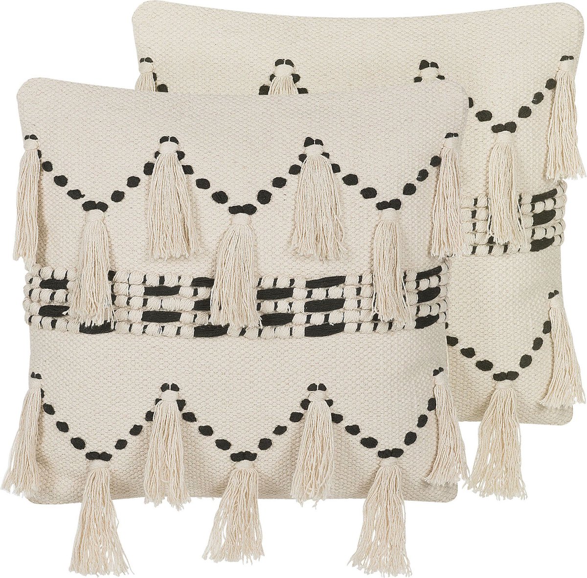 Beliani THONDI - Sierkussen set van 2 - Lichtbeige - 45 x 45 cm - Katoen