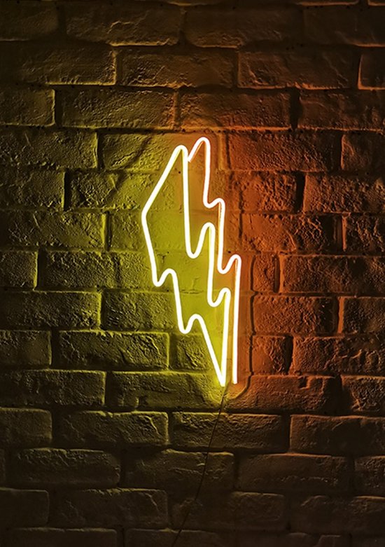 OHNO Neon Verlichting Double Lightning - Neon Lamp - Wandlamp - Decoratie - Led - Verlichting - Lamp - Nachtlampje - Mancave - Neon Party - Wandecoratie woonkamer - Wandlamp binnen - Lampen - Neon - Led Verlichting - Rood, Geel
