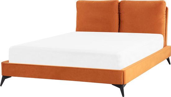 MELLE - Tweepersoonsbed - Oranje - 140 x 200 cm - Fluweel