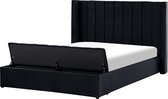 NOYERS - Bed met opbergruimte - Zwart - 160 x 200 cm - Fluweel