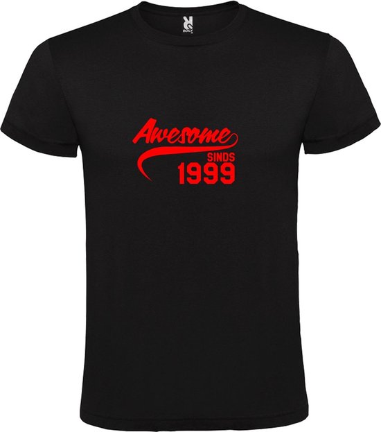 Zwart T-Shirt met “Awesome sinds 1999 “ Afbeelding Rood Size XXXXL