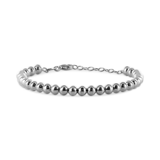 Silventi 9SIL-23244 Zilveren Armband Bolletjes 5mm - 16+3cm - Karabijnsluiting - Rhodium - Zilver