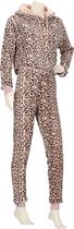 Apollo Dames Huispak Loungewear Luipaard Print Fleece Incl Capuchon Roze - Maat S/M