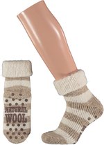 Apollo Huissokken Dames - Wollen Sokken - Warme Sokken - Antislip - Beige - Maat 35-38