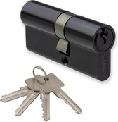 Serrure à cylindre noir 30/30 - 4 clés incluses - cylindre de porte noir