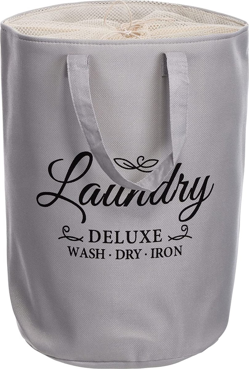 Brandsseller Wasmand, wasrenner Laundry Bag, opbergmand, opvouwbaar, met draaglussen, grijs