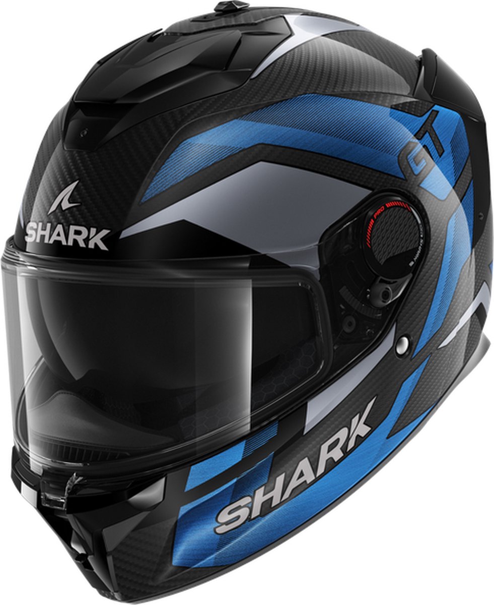 Shark Spartan Gt Pro Ritmo Carbon Carbon Blue Chrom DBU 2XL - Maat 2XL - Helm