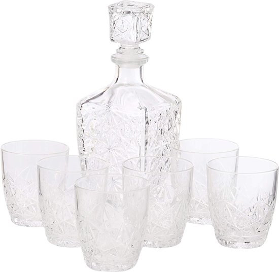 REGAL TRUNK &ap; CO. Enseble carafe à whisky avec verres, 4 verres carrés