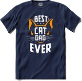 Best Cat Dad Ever | Katten - Kat - Cats - T-Shirt - Unisex - Navy Blue - Maat XXL