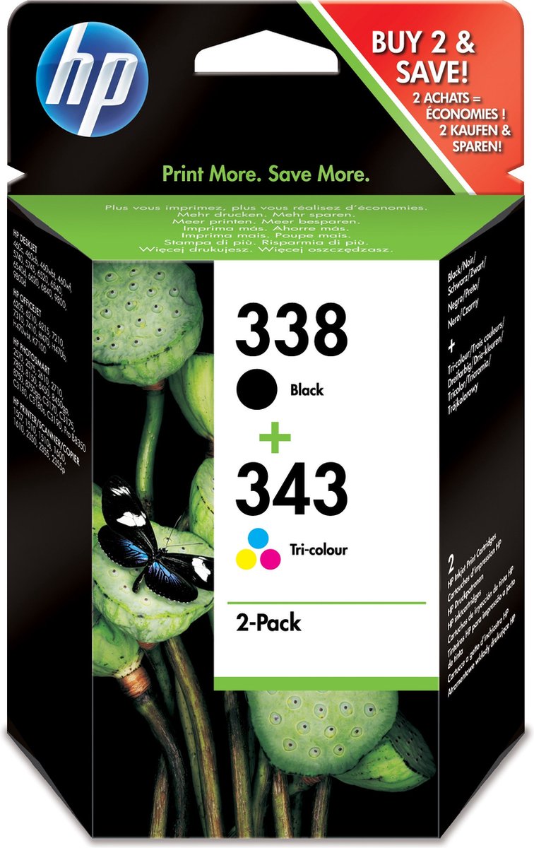 HP 338 + 343 combi pack Inkt