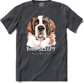 Born Sleepy Saint Bernard | Honden - Dogs - Hond - T-Shirt - Unisex - Mouse Grey - Maat S