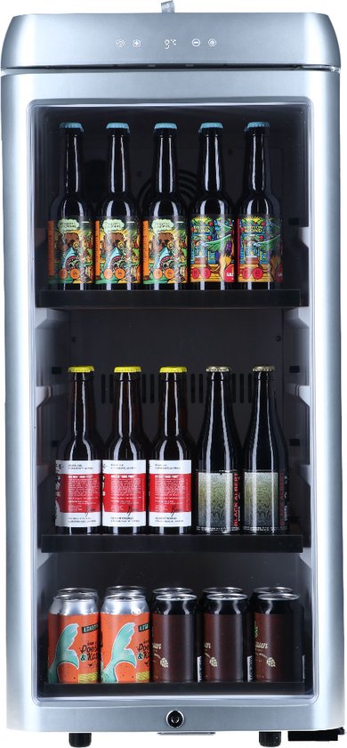 Koelkast: Bierkoelkast Amsterdam Zilver -Glazen deur - 85 flessen, van het merk Bierkoelkast.nl