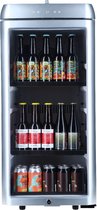 Bierkoelkast Amsterdam Zilver - glazen deur - 85 flessen - Koelkast horeca - Bier koelkast voor Thuis - Flessenkoelkast- Drank koelkast - Bierkast