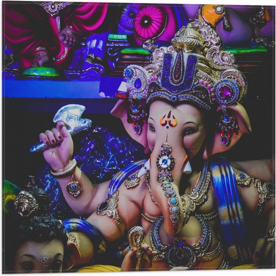 Vlag - Beeld van Ganesha God - 50x50 cm Foto op Polyester Vlag