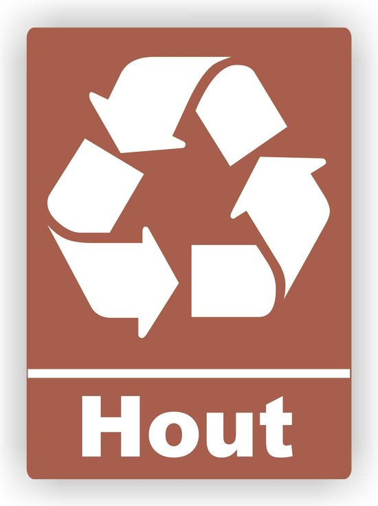 Hout recycling logo sticker