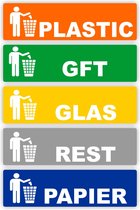 Recycling afvalbak sticker set 5 stickers
