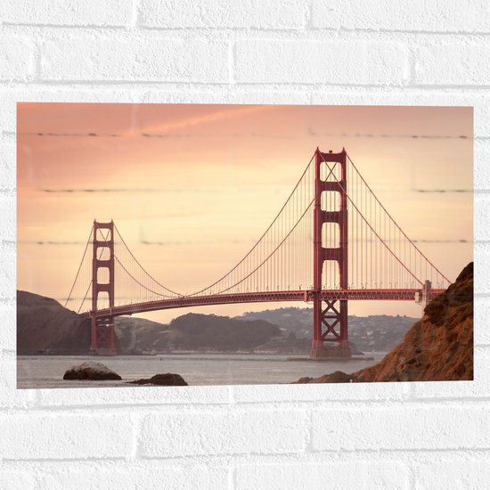 Muursticker - Rode Brug - San Francisco - 60x40 cm Foto op Muursticker
