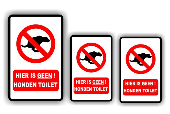 Geen honden toilet set van 3 stickers