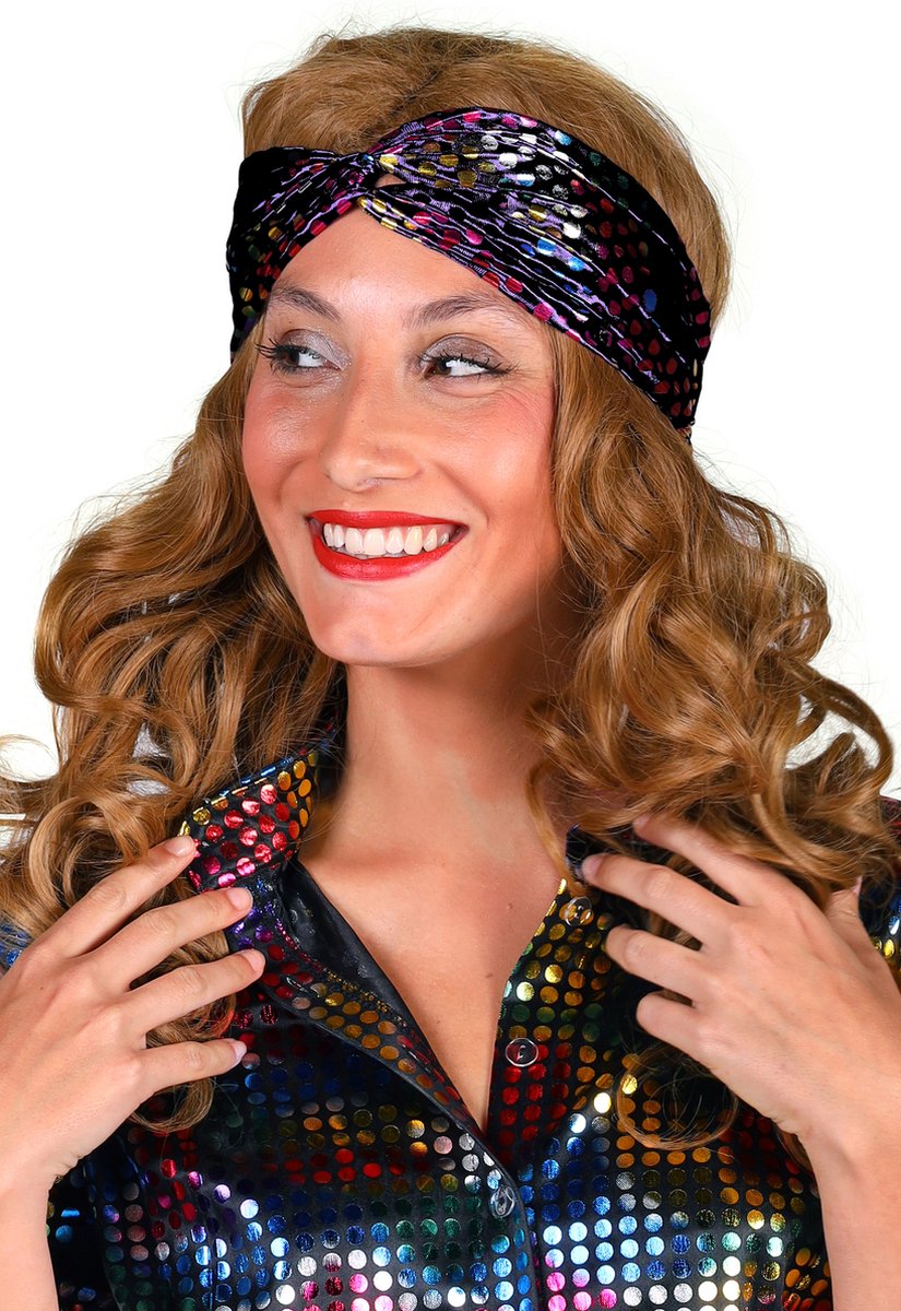 Haarband Disco - Hoofdband - Hippie - Zwart - One Size - Een Stuk