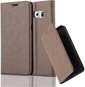 Cadorabo Hoesje geschikt voor Samsung Galaxy S6 EDGE PLUS in KOFFIE BRUIN - Beschermhoes met magnetische sluiting, standfunctie en kaartvakje Book Case Cover Etui