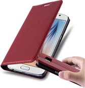 Cadorabo Hoesje geschikt voor Samsung Galaxy S6 in APPEL ROOD - Beschermhoes met magnetische sluiting, standfunctie en kaartvakje Book Case Cover Etui