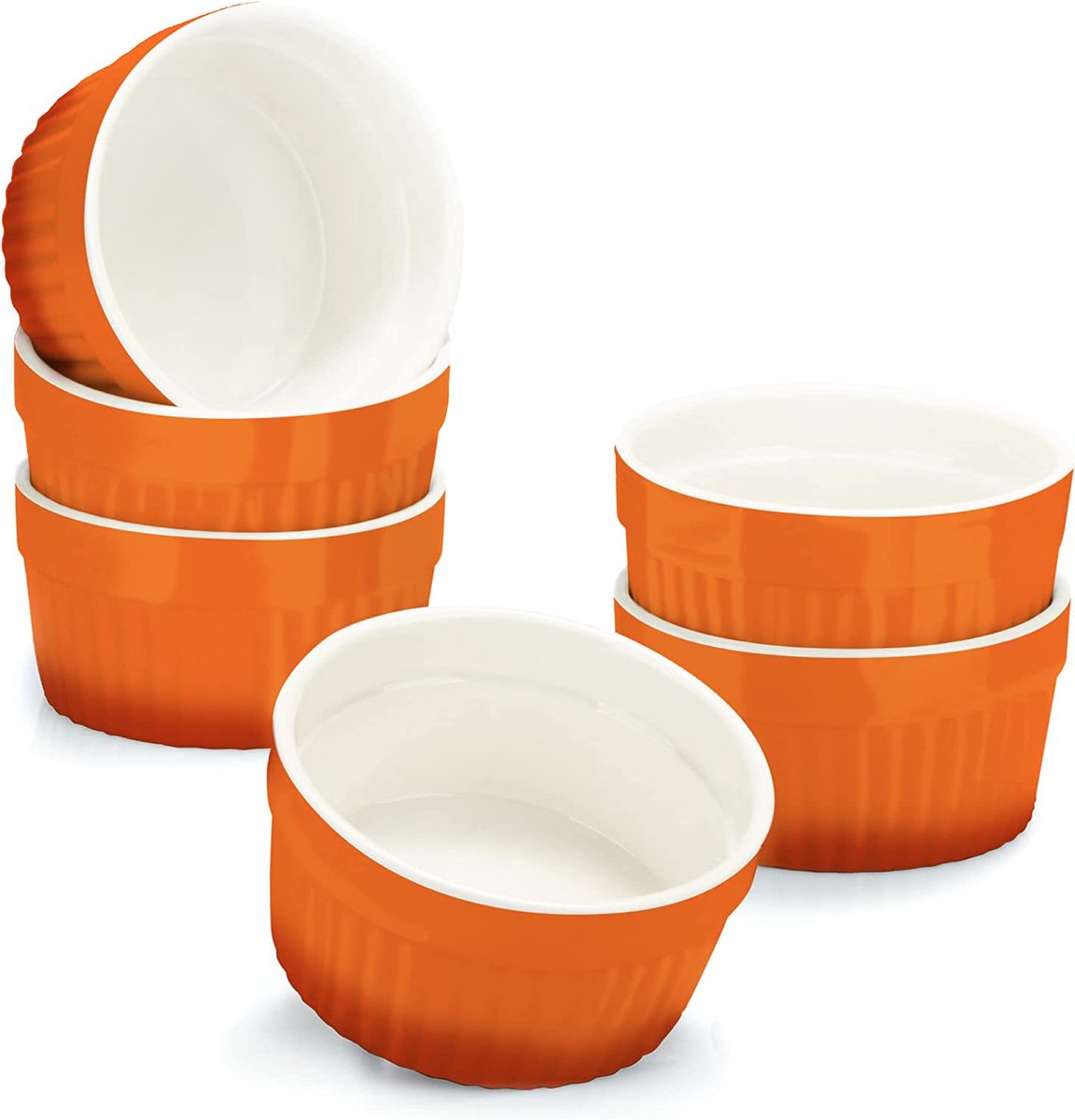 COM-FOUR® 6x ragout-vinkom - Ovenvaste vormen in oranje - creme brulee-kom - dessertkom met elk 185 ml