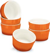 COM-FOUR® 6x ragout-vinkom - Ovenvaste vormen in oranje - creme brulee-kom - dessertkom met elk 185 ml