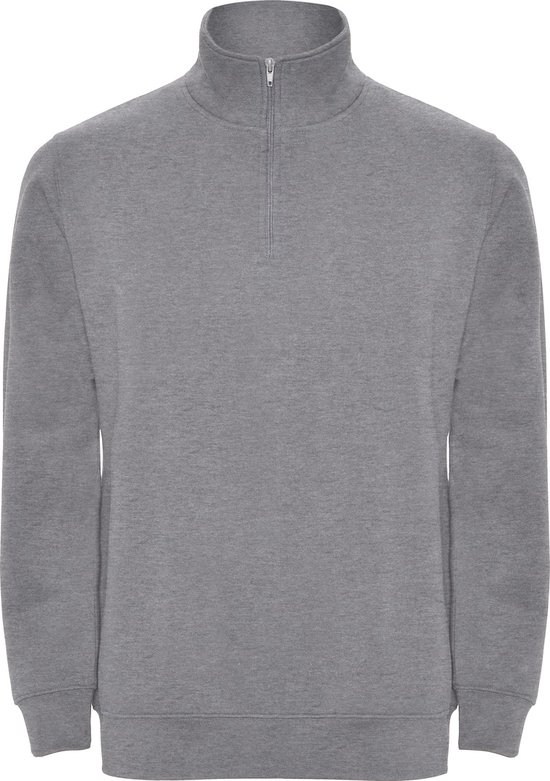 Licht Grijze sweater met halve rits model Aneto merk Roly maat 2XL