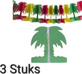 3 x Slinger Palmboom, Rood/Geel/ Groen, Carnaval, Themafeest, Verjaardag, Zomer, Hawaii.