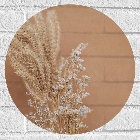 Gedroogde takken van gipskruid, met delicate witte en paarse bloempjes, dichtbij gefotografeerd.