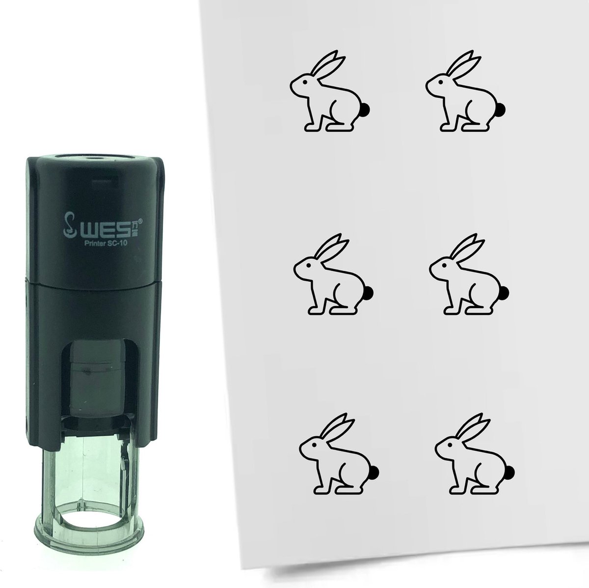 CombiCraft Stempel Paashaas 10mm rond - zwarte inkt