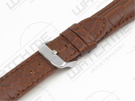 Horlogeband leer alligator print - Carolina bruin 22 mm