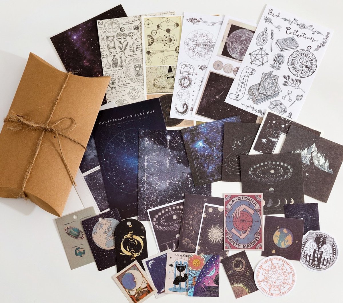 Papier en Stickerset – 8 – Set voor Bulletjournal – Scrapbook – Kaarten Maken – Vintage Papier en Stickers 30 stuks