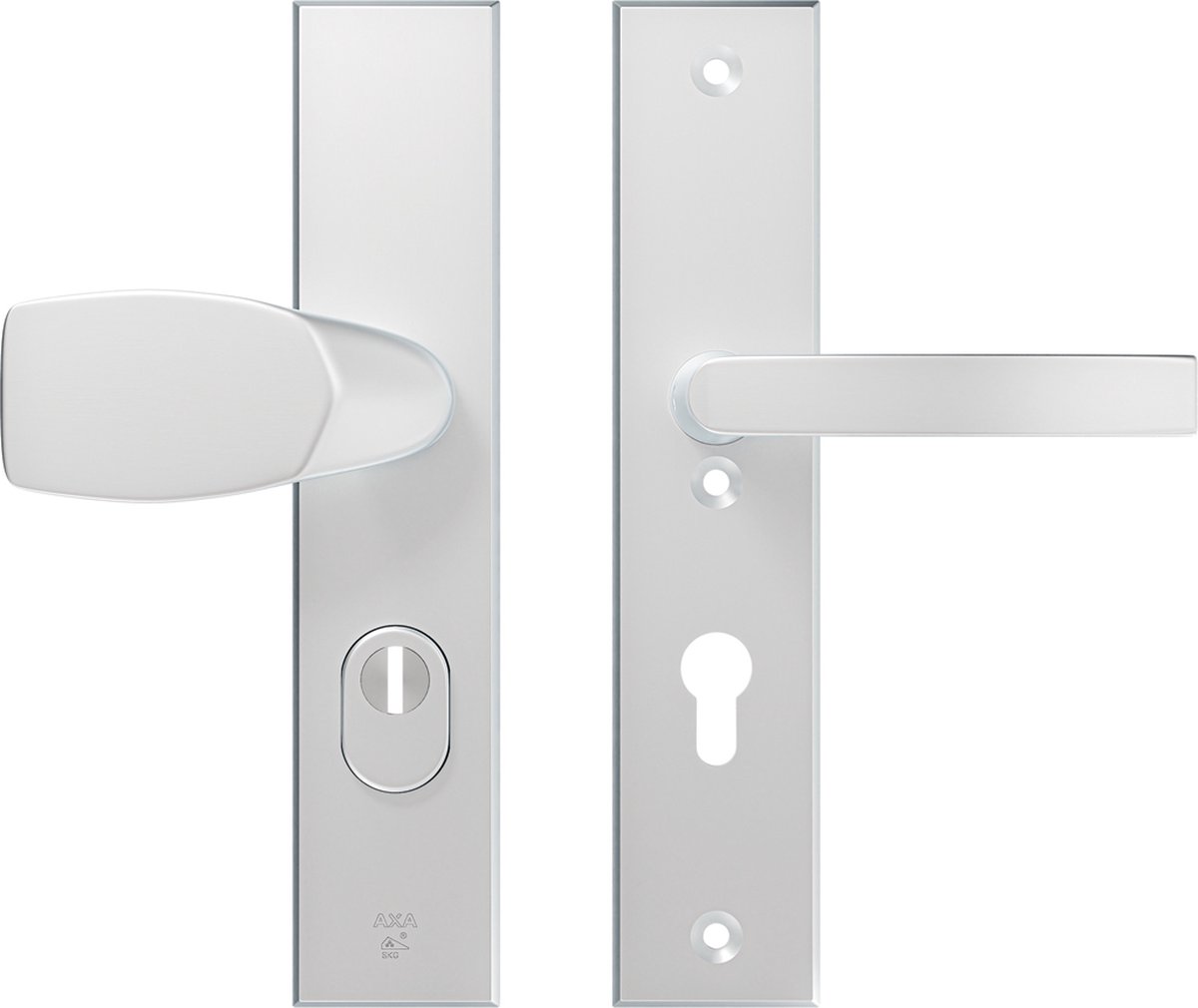 AXA Veiligheidsbeslag (Edge Plus) Aluminium glad: bedienbare Knop-Kruk (model Wing-Blok) PC72 met kerntrekbeveiliging SKG***