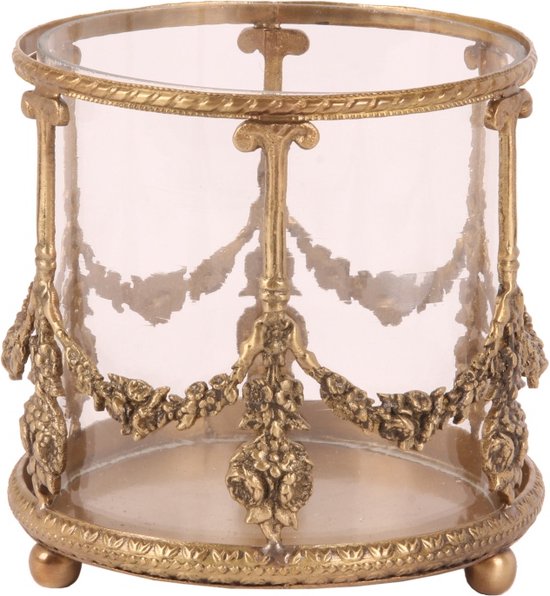 Baroque - Waxinelichtjeshouder - Theelichthouder koper 9 cm - 9 - Brass+glass