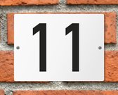 Huisnummerbord wit - Nummer 11 - standaard - 16 x 12 cm - schroeven - naambord - nummerbord - voordeur