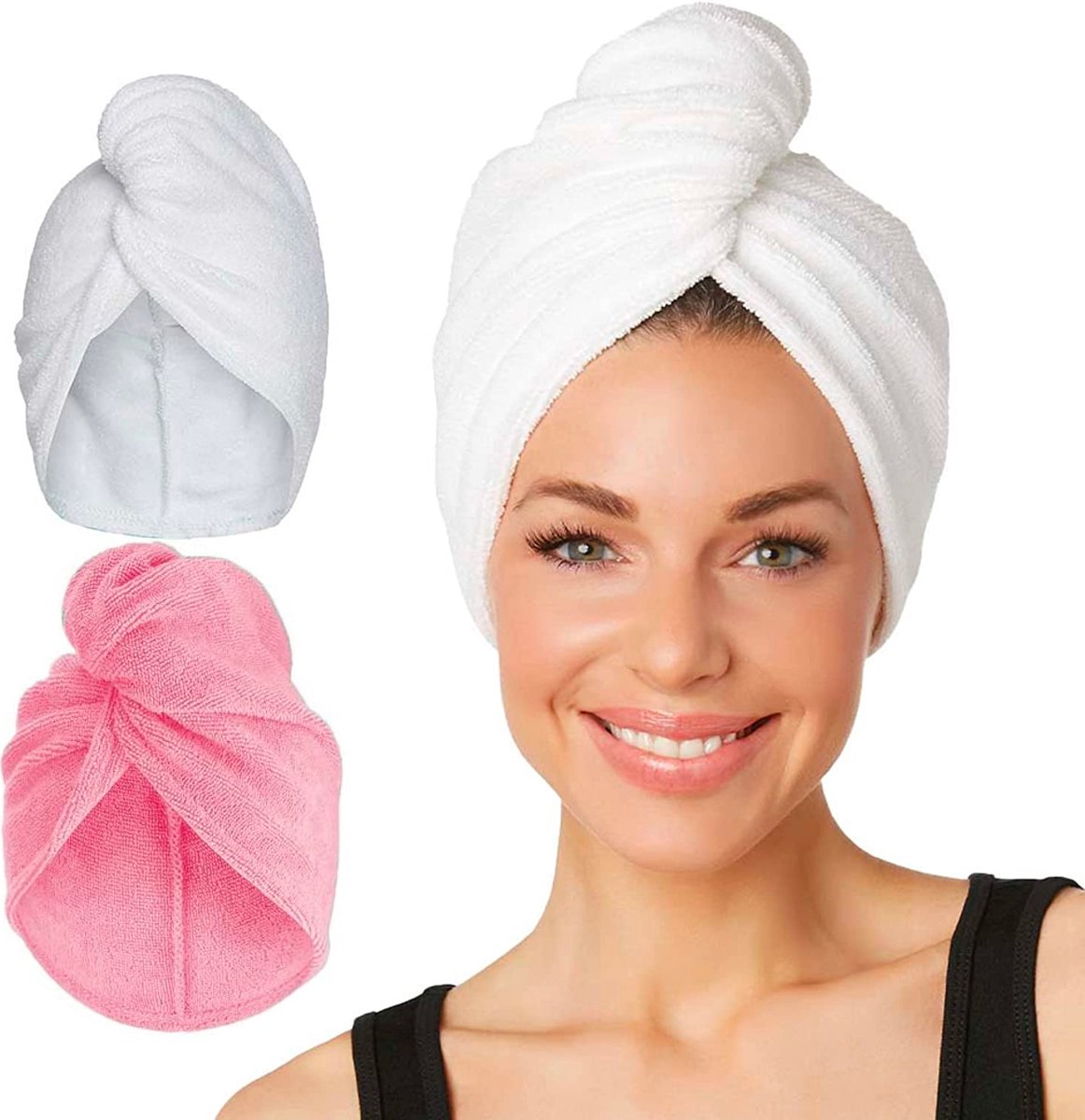 Haarhandoek - Wit - Hair Towel - Haarhanddoek Microvezel - Hoofdhanddoek - Snel Drogend