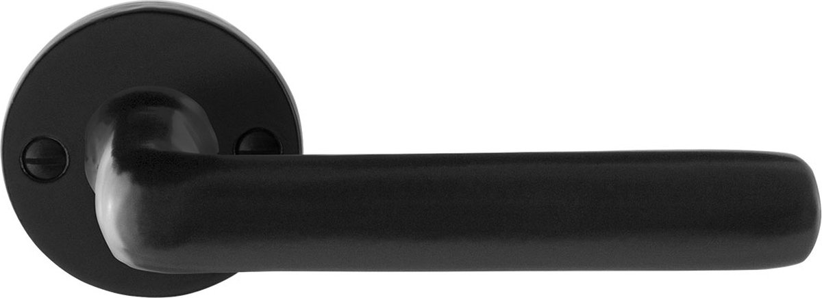 GPF6235.00 smeedijzer zwart Ilo deurkruk op ronde rozet, 53x5mm