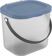 Rotho - Opbergcontainer met deksel - 6L Opbergdoos met Handvat Gerecycled Plastic - BPA-Vrij (Transparant/Donkerblauw)