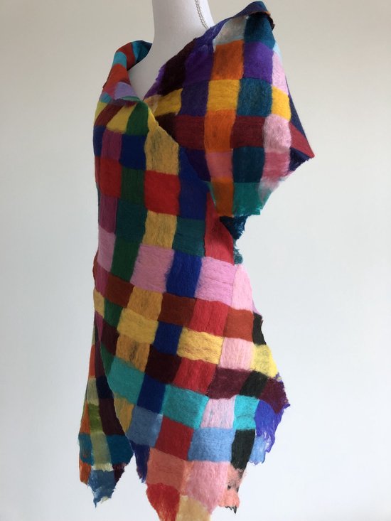Echarpe large feutrée faite à la main en 100% laine mérinos - Multicolore /  Orchidée... | bol.com