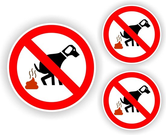 Honden verboden te poepen sticker set 3 stuks