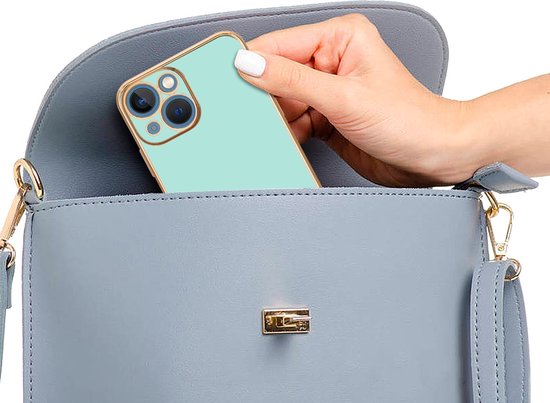 Coque Cadorabo pour Apple iPhone 14 PLUS en Vert Menthe Brillant - Or - Coque de protection en silicone TPU souple et avec protection pour appareil photo